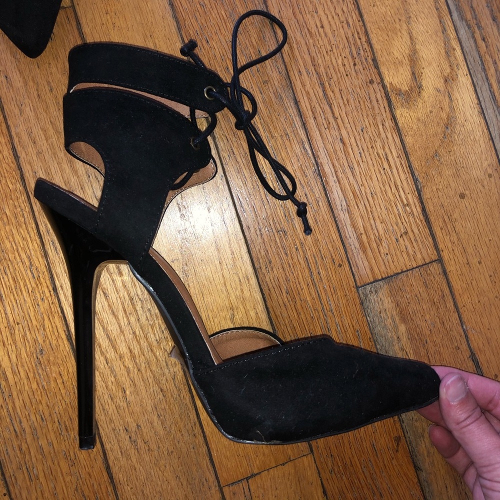 Black lace up heels